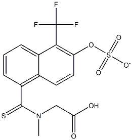 N-[[6-(Sulfonatooxy)-5-(trifluoromethyl)naphthalen-1-yl]thioxomethyl]-N-methylglycine Struktur