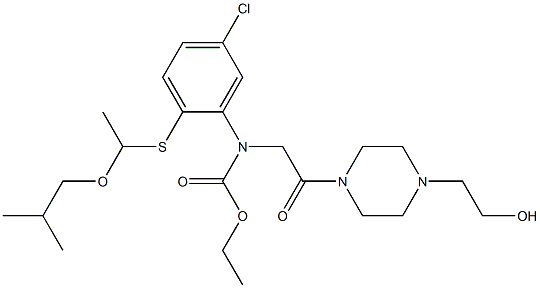 N-[[4-(2-Hydroxyethyl)piperazin-1-yl]carbonylmethyl]-N-[2-(1-isobutoxyethylthio)-5-chlorophenyl]carbamic acid ethyl ester Struktur