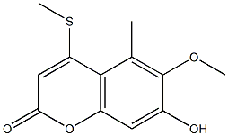 7-Hydroxy-6-methoxy-4-(methylthio)-5-methylcoumarin Struktur