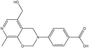 4-[[5-(Hydroxymethyl)-8-methyl-3,4-dihydro-2H-pyrido[4,3-e]-1,3-oxazin]-3-yl]benzoic acid Struktur