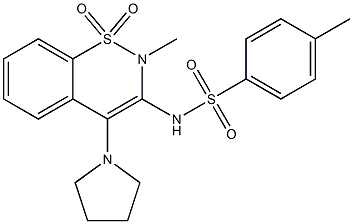 2-Methyl-3-(4-methylphenylsulfonylamino)-4-(1-pyrrolidinyl)-2H-1,2-benzothiazine 1,1-dioxide Struktur