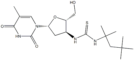 5-Methyl-3'-[[(1,1,3,3-tetramethylbutylamino)(thiocarbonyl)]amino]-2',3'-dideoxyuridine Struktur