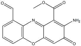 2-Amino-9-formyl-3-oxo-3H-phenoxazine-1-carboxylic acid methyl ester Struktur