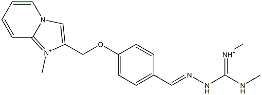 1-Methyl-2-[4-[2-[methyliminio(methylamino)methyl]hydrazonomethyl]phenoxymethyl]imidazo[1,2-a]pyridin-1-ium Struktur