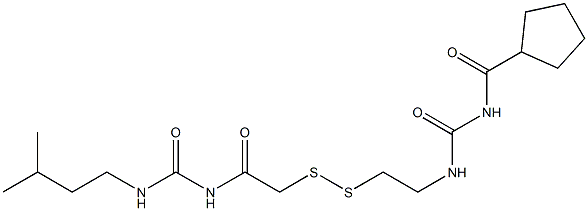 1-(Cyclopentylcarbonyl)-3-[2-[[(3-isopentylureido)carbonylmethyl]dithio]ethyl]urea Struktur