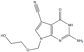 2-Amino-3,4-dihydro-7-(2-hydroxyethoxymethyl)-4-oxo-7H-pyrrolo[2,3-d]pyrimidine-5-carbonitrile Struktur