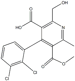 4-(2,3-Dichlorophenyl)-2-methyl-6-hydroxymethyl-3-methoxycarbonyl-5-pyridinecarboxylic acid Struktur