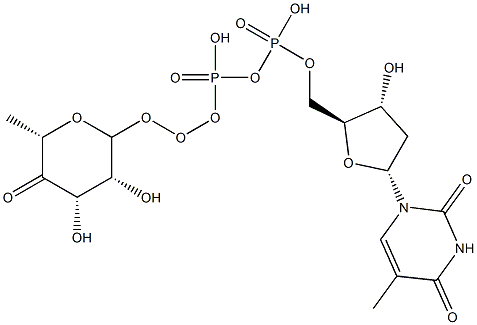 [[(3R,4S,6S)-3,4-dihydroxy-6-methyl-5-oxo-oxan-2-yl]oxy-hydroxy-phosphoryl]oxy-[[(2S,3R,5R)-3-hydroxy-5-(5-methyl-2,4-dioxo-pyrimidin-1-yl)oxolan-2-yl]methoxy]phosphinic acid Struktur