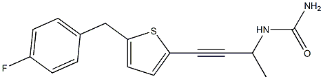 N-3-(5-(4-fluorobenzyl)thiophen-2-yl)-1-methyl-2-propynylurea Struktur