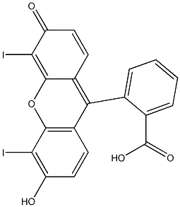 2-(3-hydroxy-4,5-diiodo-6H-6-oxoxanthen-9-yl)benzoic acid Struktur