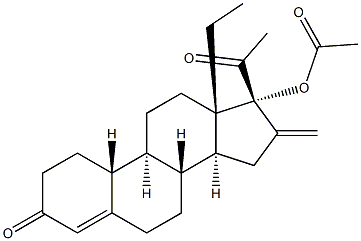 16-methylene-17-hydroxy-18-methyl-19-norpregn-4-ene-3,20-dione acetate Struktur