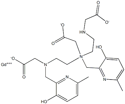 gadolinium-N,N''-bis(3-hydroxy-6-methyl-2-pyridylmethyl)diethylenetriamine-N,N',N''-triacetic acid Struktur