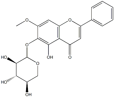 5,6-dihydroxy-7-methoxyflavone 6-O-xylopyranoside Struktur