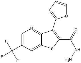 3-(2-furyl)-6-(trifluoromethyl)thieno[3,2-b]pyridine-2-carbohydrazide Struktur