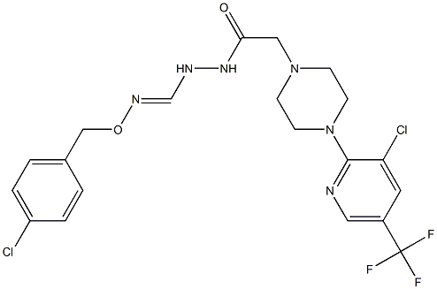 N'-({[(4-chlorobenzyl)oxy]imino}methyl)-2-{4-[3-chloro-5-(trifluoromethyl)-2-pyridinyl]piperazino}acetohydrazide Struktur