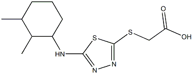 2-({5-[(2,3-dimethylcyclohexyl)amino]-1,3,4-thiadiazol-2-yl}sulfanyl)acetic acid Struktur