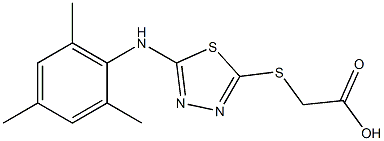 2-({5-[(2,4,6-trimethylphenyl)amino]-1,3,4-thiadiazol-2-yl}sulfanyl)acetic acid Struktur