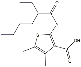 2-(2-ethylhexanamido)-4,5-dimethylthiophene-3-carboxylic acid Struktur