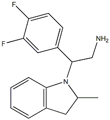 2-(3,4-difluorophenyl)-2-(2-methyl-2,3-dihydro-1H-indol-1-yl)ethan-1-amine Struktur