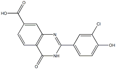 2-(3-chloro-4-hydroxyphenyl)-4-oxo-3,4-dihydroquinazoline-7-carboxylic acid Struktur