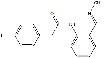 2-(4-fluorophenyl)-N-{2-[(1E)-N-hydroxyethanimidoyl]phenyl}acetamide Struktur