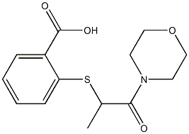 2-{[1-(morpholin-4-yl)-1-oxopropan-2-yl]sulfanyl}benzoic acid Struktur