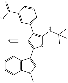 3-Furancarbonitrile,  5-[(1,1-dimethylethyl)amino]-2-(1-methyl-1H-indol-3-yl)-4-(3-nitrophenyl)- Struktur