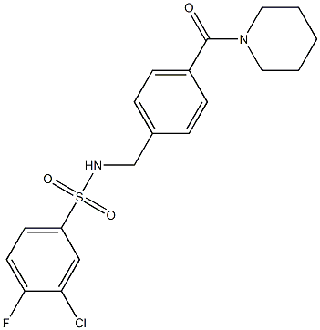 3-chloro-4-fluoro-N-[4-(1-piperidinylcarbonyl)benzyl]benzenesulfonamide Struktur