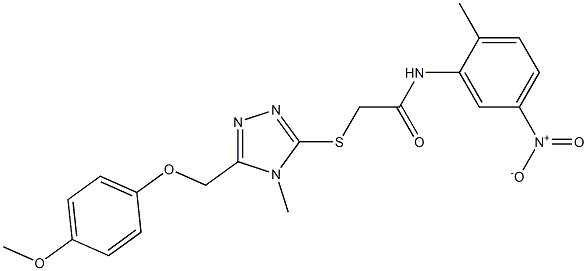 N-{5-nitro-2-methylphenyl}-2-({5-[(4-methoxyphenoxy)methyl]-4-methyl-4H-1,2,4-triazol-3-yl}sulfanyl)acetamide Struktur