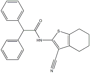 N-(3-cyano-4,5,6,7-tetrahydro-1-benzothien-2-yl)-2,2-diphenylacetamide Struktur