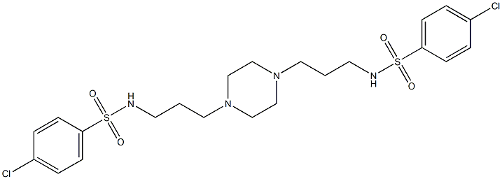 4-chloro-N-{3-[4-(3-{[(4-chlorophenyl)sulfonyl]amino}propyl)-1-piperazinyl]propyl}benzenesulfonamide Struktur