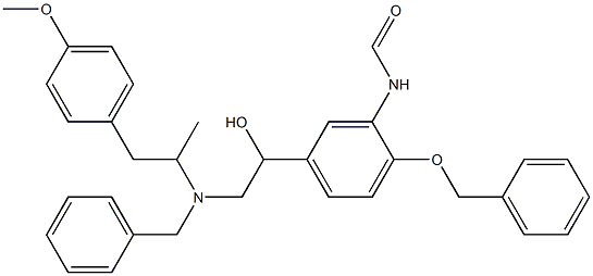 N-[5-[1-Hydroxy-2-[[2-(4-methoxyphenyl)-1-methylethyl](phenylmethyl)amino]ethyl]-2-(phenylmethoxy)phenyl]formamide Struktur