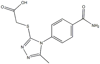 2-{[4-(4-carbamoylphenyl)-5-methyl-4H-1,2,4-triazol-3-yl]sulfanyl}acetic acid Struktur