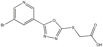 2-{[5-(5-bromopyridin-3-yl)-1,3,4-oxadiazol-2-yl]sulfanyl}acetic acid Struktur