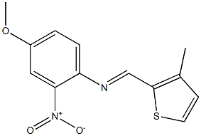 N-(4-methoxy-2-nitrophenyl)-N-[(E)-(3-methyl-2-thienyl)methylidene]amine Struktur