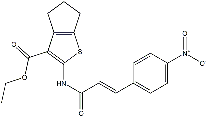 ethyl 2-{[(E)-3-(4-nitrophenyl)-2-propenoyl]amino}-5,6-dihydro-4H-cyclopenta[b]thiophene-3-carboxylate Struktur