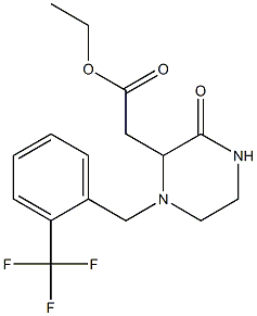 ethyl 2-{3-oxo-1-[2-(trifluoromethyl)benzyl]-2-piperazinyl}acetate Struktur