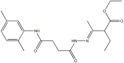 ethyl 3-{(E)-2-[4-(2,5-dimethylanilino)-4-oxobutanoyl]hydrazono}-2-ethylbutanoate Struktur