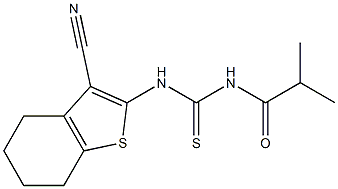 N-(3-cyano-4,5,6,7-tetrahydro-1-benzothiophen-2-yl)-N'-isobutyrylthiourea Struktur