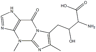 2-Amino-3-hydroxy-4-(4,6-dimethyl-9-oxo-4,9-dihydro-1H-imidazo[1,2-a]purine-7-yl)butyric acid Struktur