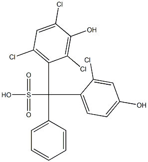 (2-Chloro-4-hydroxyphenyl)(2,4,6-trichloro-3-hydroxyphenyl)phenylmethanesulfonic acid Struktur