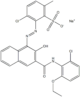 3-Chloro-6-methyl-2-[[3-[[(2-chloro-6-ethoxyphenyl)amino]carbonyl]-2-hydroxy-1-naphtyl]azo]benzenesulfonic acid sodium salt Struktur