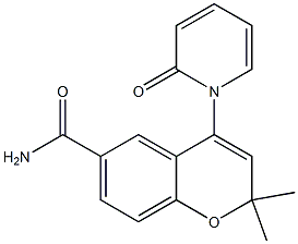 2,2-Dimethyl-6-carbamoyl-4-[(1,2-dihydro-2-oxopyridin)-1-yl]-2H-1-benzopyran Struktur