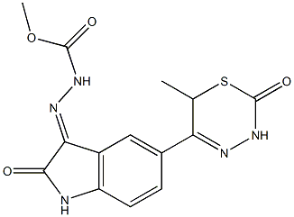 3-[[1,2-Dihydro-5-[(6-methyl-2-oxo-3,6-dihydro-2H-1,3,4-thiadiazin)-5-yl]-2-oxo-3H-indol]-3-ylidene]carbazic acid methyl ester Struktur