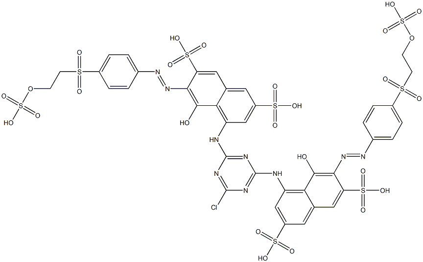 4,4'-[(6-Chloro-1,3,5-triazine-2,4-diyl)diimino]bis[5-hydroxy-6-[[4-[[2-(sulfooxy)ethyl]sulfonyl]phenyl]azo]-2,7-naphthalenedisulfonic acid] Struktur