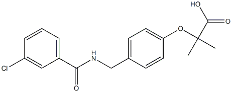 2-[4-(3-Chlorobenzoylaminomethyl)phenoxy]-2-methylpropionic acid Struktur