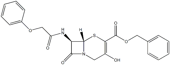 (7R)-7-[(Phenoxyacetyl)amino]-3-hydroxycepham-3-ene-4-carboxylic acid benzyl ester Struktur