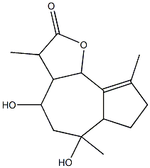 3a,4,5,6,6a,7,8,9b-Octahydro-4,6-dihydroxy-3,6,9-trimethylazuleno[4,5-b]furan-2(3H)-one Struktur