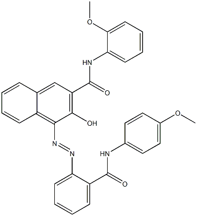 4-[[2-[[(4-Methoxyphenyl)amino]carbonyl]phenyl]azo]-3-hydroxy-N-(2-methoxyphenyl)-2-naphthalenecarboxamide Struktur