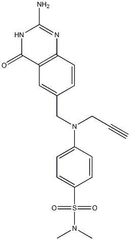 4-[N-[(2-Amino-3,4-dihydro-4-oxoquinazolin)-6-ylmethyl]-N-(2-propynyl)amino]-N,N-dimethylbenzenesulfonamide Struktur